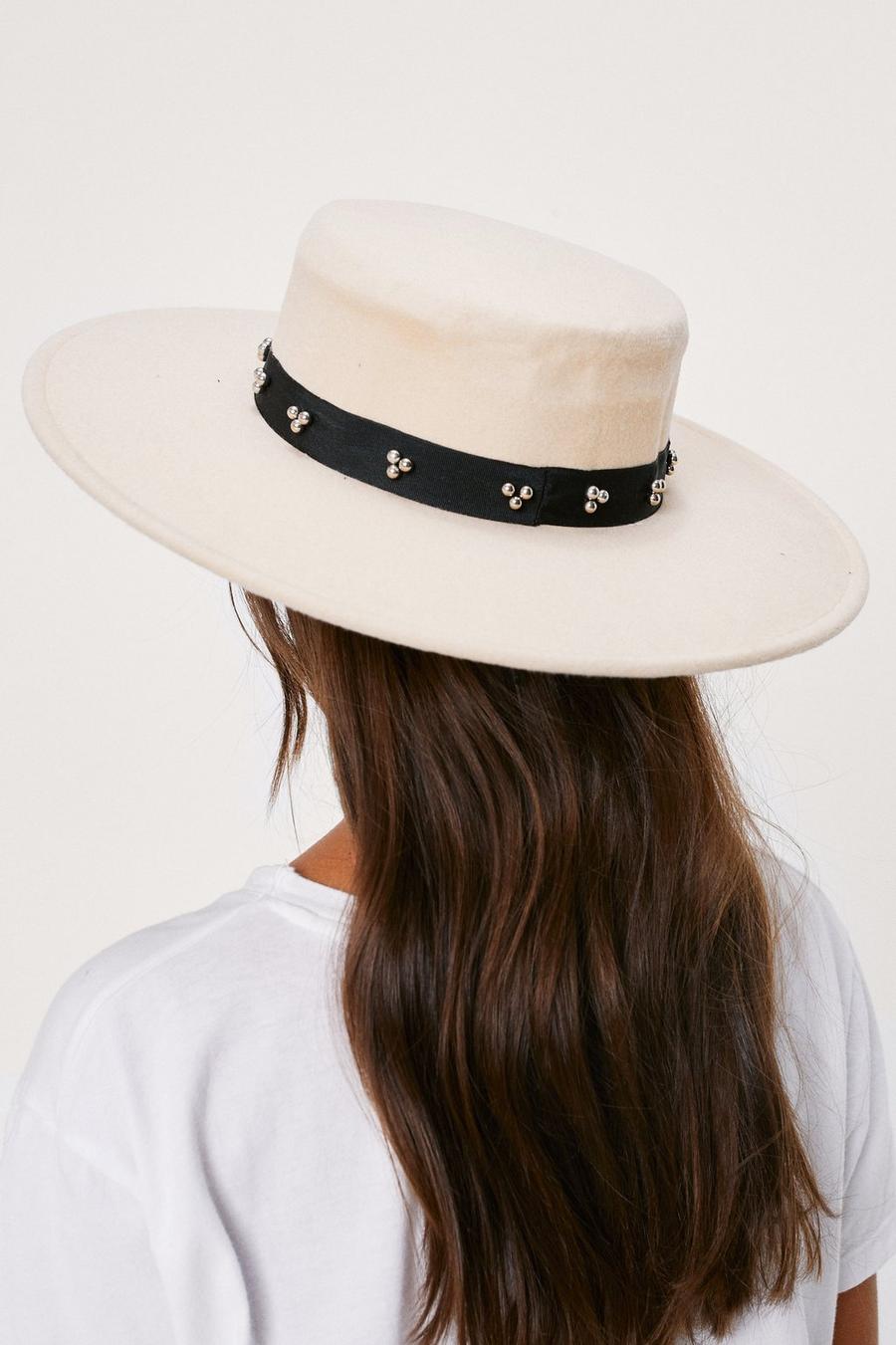 Stud Detail Wide Brim Fedora Hat